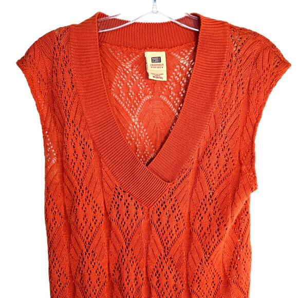 Faded Glory Women's Sweater Medium M Orange Vest Misses Size 8 10 Sleeveless - Picture 2 of 7